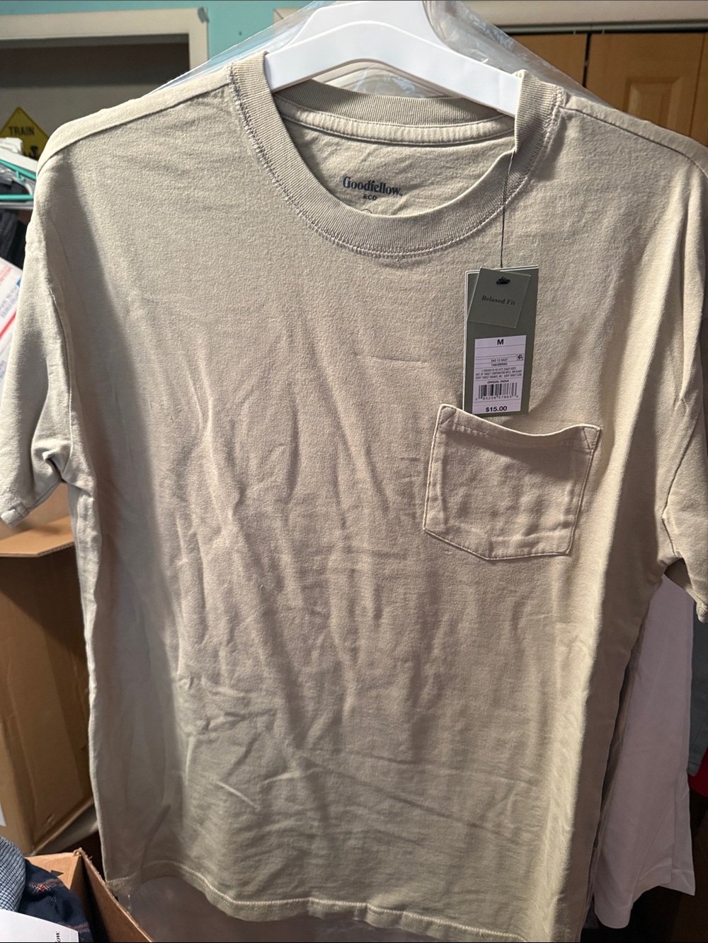 5/$10 Men's Short-Sleeve Pocket Tee in Light Tan